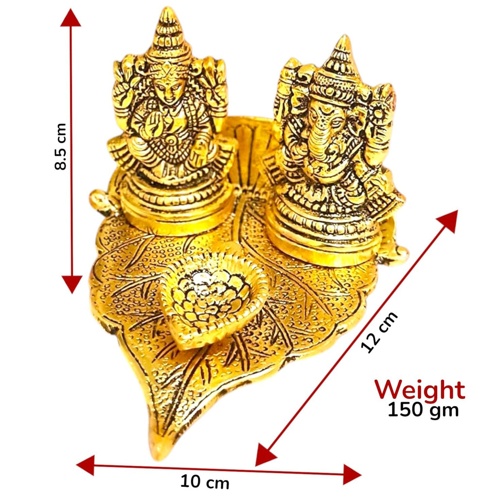 KridayKraft Laxmi Ganesha Metal Statue,Laxmi Ganesha Murti with Diya for Pooja,Ganpati Idol for Home Decor,Gift Your Relatives,Religious Idol Gift Article,Showpiece Figurines...