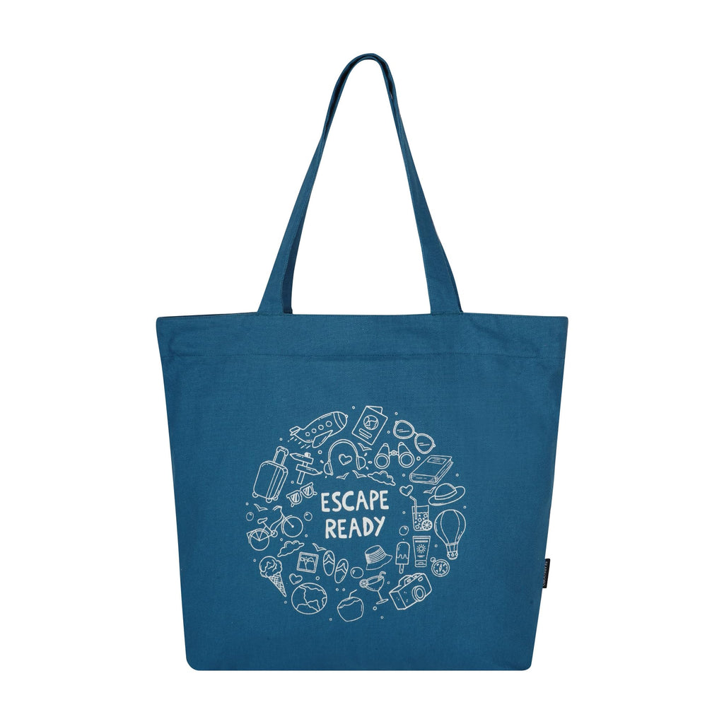 SKAPADORO Canvas Big Zip Printed Handbag Tote,100% Cotton, Inner pocket, Ecofriendly Bag for Women, Travel College Beach Shopping, Easy to Wash Everyday Shoulder Bag (Escape Ready)