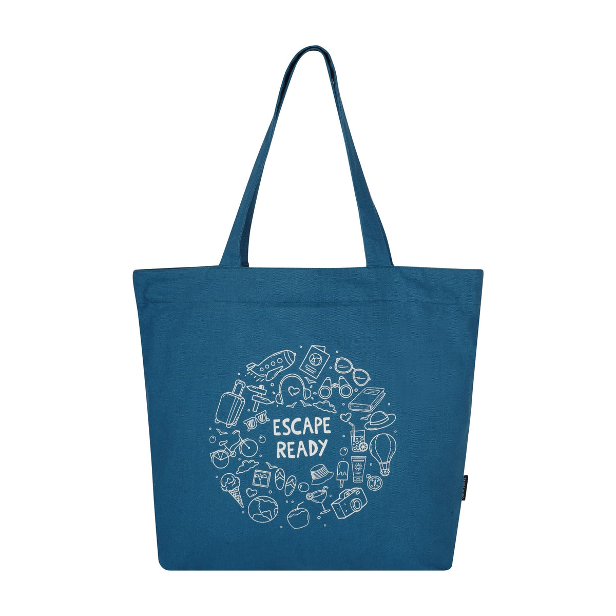 SKAPADORO Canvas Big Zip Printed Handbag Tote,100% Cotton, Inner pocket, Ecofriendly Bag for Women, Travel College Beach Shopping, Easy to Wash Everyday Shoulder Bag (Escape Ready)