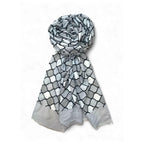 FAHABO Scarf Woman Lattice Print Mal Mal Cotton Scarves | Hijab Scarf | Headscarf | Neck Scarf | Stoles | Wraps (Grey)