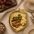 AIRA11 Decor Gold Decorative Leaf Tray | Premium Aluminium Metal Serving Tray | Dry Fruit, Candy, Chocolate & Jewelry Holder | Coffee Table & Home Decor Accent | 20 x 13 x 2 cm