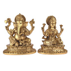 ARTVARKO Brass Ganesha Laxmi Ganesh Lakshmi Bhagwan Luxmi Idol Sitting Statue for Home Office Success Entrance Décor Diwali Pooja Good Luck Gift (LxBxH 7x5x8.5 Inch)