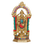 ARTVARKO Lord Tirupati Balaji | Sri Venkateswara Brass Statue with Multicolor Stone Work Religious Strength God Sculpture Idol Height 12 Inches