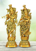 ARTVARKO Brass Lord Radha Krishna Couple Bhagwan Large Statue Murti for Home Decor Pooja Temple Gift Height 29 Inch