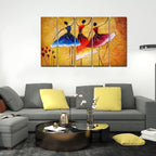 VIBECRAFTS Three Women Doing Dance 5 Pieces Canvas Wall Painting For Home | Office | Living Room | Gift (PTVC5Pcs4_8503)
