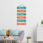 Artvibes Welcome To Our Happy Home Wooden Wall Hanger for Gateway | Decor Hanging Ornaments | Door Quotes Hanging | Wall Poster | Wall Art Print | Gift Items for Home Decor | Wall Accent (WH_6601N)