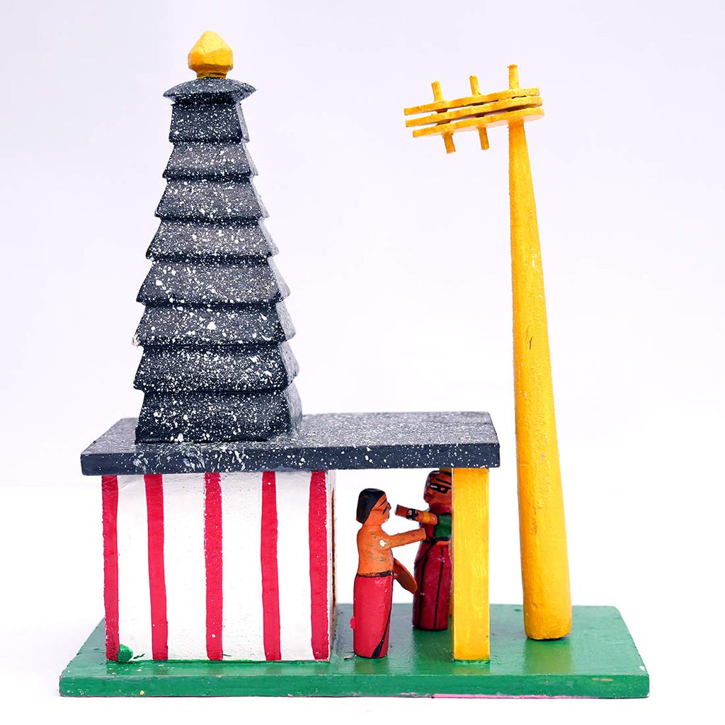 Andhra Hand Crafts Kondapalli Wooden Temple (7X4X9)