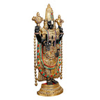 ARTVARKO Big Brass Tirupati Balaji Venkateshwara Idol Vishnu Chakra Namah Shankh Statue Murti Lord Srinivasa Pooja Vastu Religious Idol for Home Office Temple Decor 46 Inch