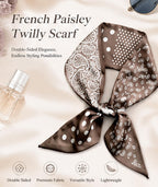 Voxlap Brown Satin Skinny Scarf Headband 90x6.5cm - Versatile Boho Hair & Neck Accessory