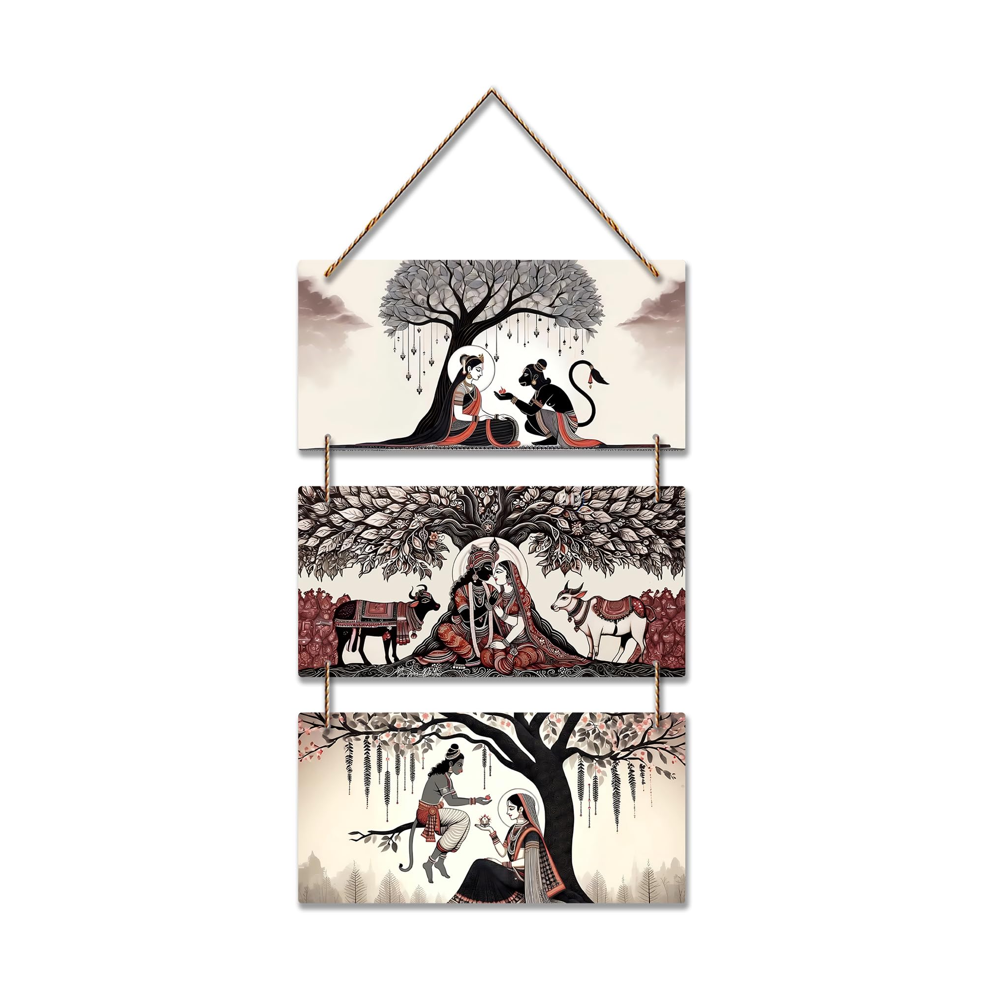 Artvibes Religious Indian Modern Art Wooden Wall Hanger for Home Decor | Graphic Artwork | Decoration Wall Hanging Items | Wall Sculpture | Wall Poster | Aesthetic Wall Art | Gift Items (WH_9454N)