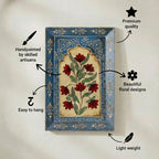 ATRANGI STUDIO Handpainted Wooden Wall Frame | Rajasthani Traditional Craft | Decorative Floral Wall Hanging Art for Living room, Bedroom, Office | 12×8 Inch, Blue