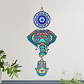 Artvibes Elephant Evil Eye Wall Hanging for Home Entrance | Lucky Elephant Nazar Battu MDF Wall Decor | Vastu Decorative Art for Living Room | Bedroom | Office | Main Door | Unique Gift (WH_8547N)