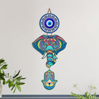 Artvibes Elephant Evil Eye Wall Hanging for Home Entrance | Lucky Elephant Nazar Battu MDF Wall Decor | Vastu Decorative Art for Living Room | Bedroom | Office | Main Door | Unique Gift (WH_8547N)