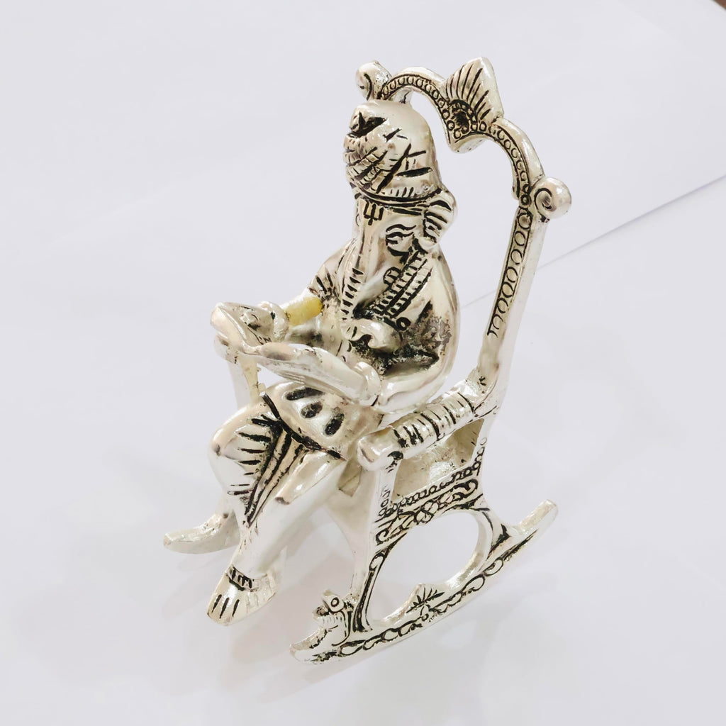 KridayKraft Metal Chair Ganesh ganpati Idol with Reading Ramayan Home Decoration and Gifts for Your Love Once
