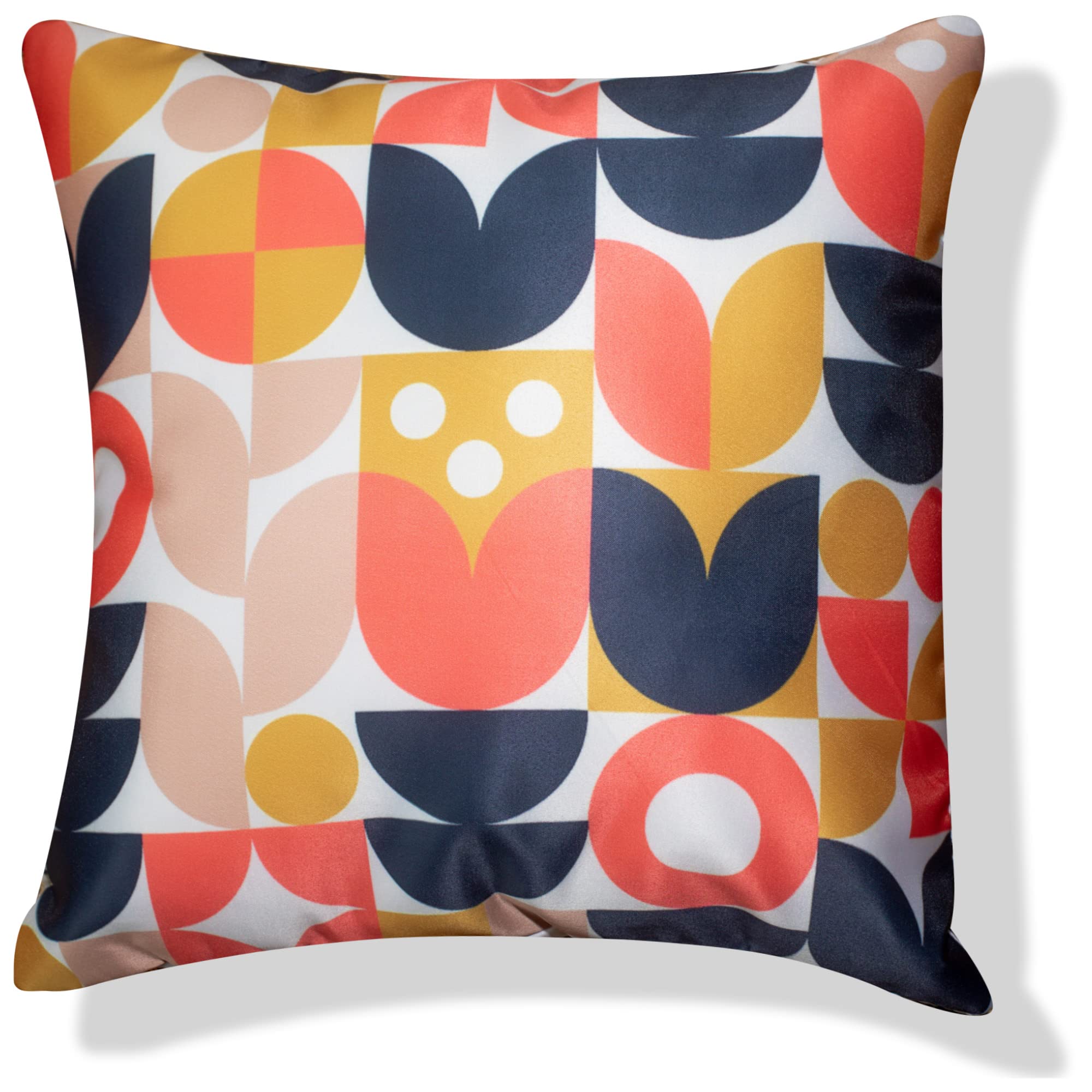 Vendola Tulips Satin 250TC Cushion Pillow Covers, Peach, Set of 5 (24X24 Inches, Tulips)
