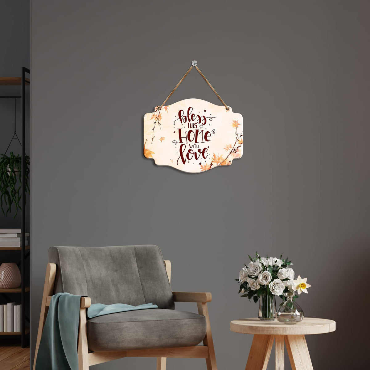 Artvibes Bless This Home with Love Wooden Wall Hanging Decoration Items for Home | Quotes Decor Item | Home Quotes Wall Hanging | Modern Decor Items | Wall Poster | Unique Gift Items (WH_3607N)
