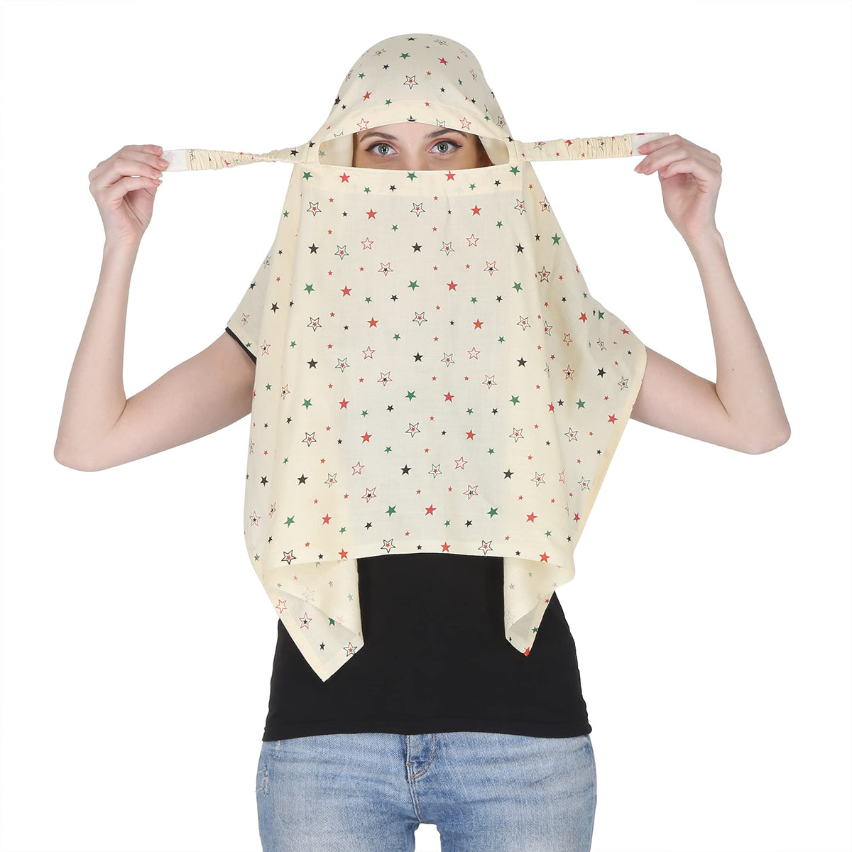 7 season's Summer Sun Protection Women Mask for Summer Outdoor Cycling UV Sun Protection Face Cover Scarf (S - Yellow Star)