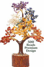 AMOKRI 7 Chakra Crystal Tree with 500 Beads, Feng Shui Healing Crystal Bonsai for Positive Energy, Home Decor, Office Desk, Meditation, Reiki, Vastu and Spiritual Gift