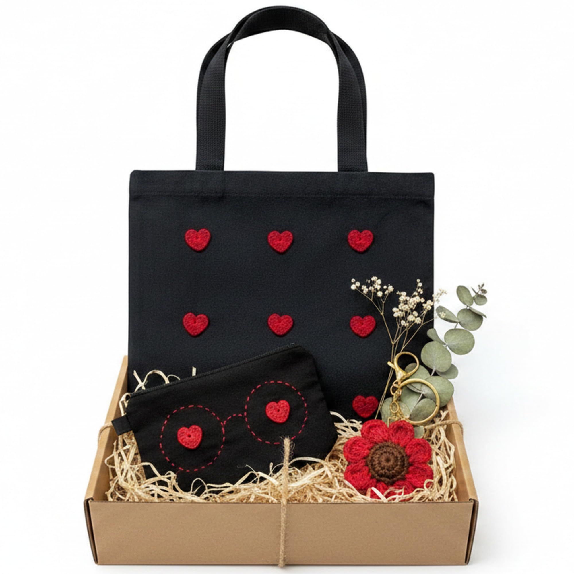 TOJE Handmade Crochet Gift Hamper | Luxury Aesthetic Gift Combo for Women, Men, Friends & Couples | Gift for Girlfriend, Birthday Gift Set, Friendship Day Gift, Rakshabandhan Gift Combo (Black)