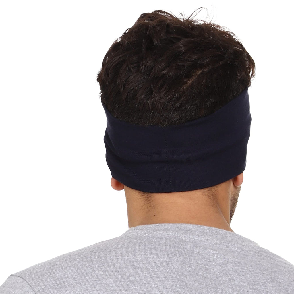 Gajraj Wide, Moisture Wicking and Non-Slip Exercise Workout Cotton Headband for Men and Women (Navy Blue)