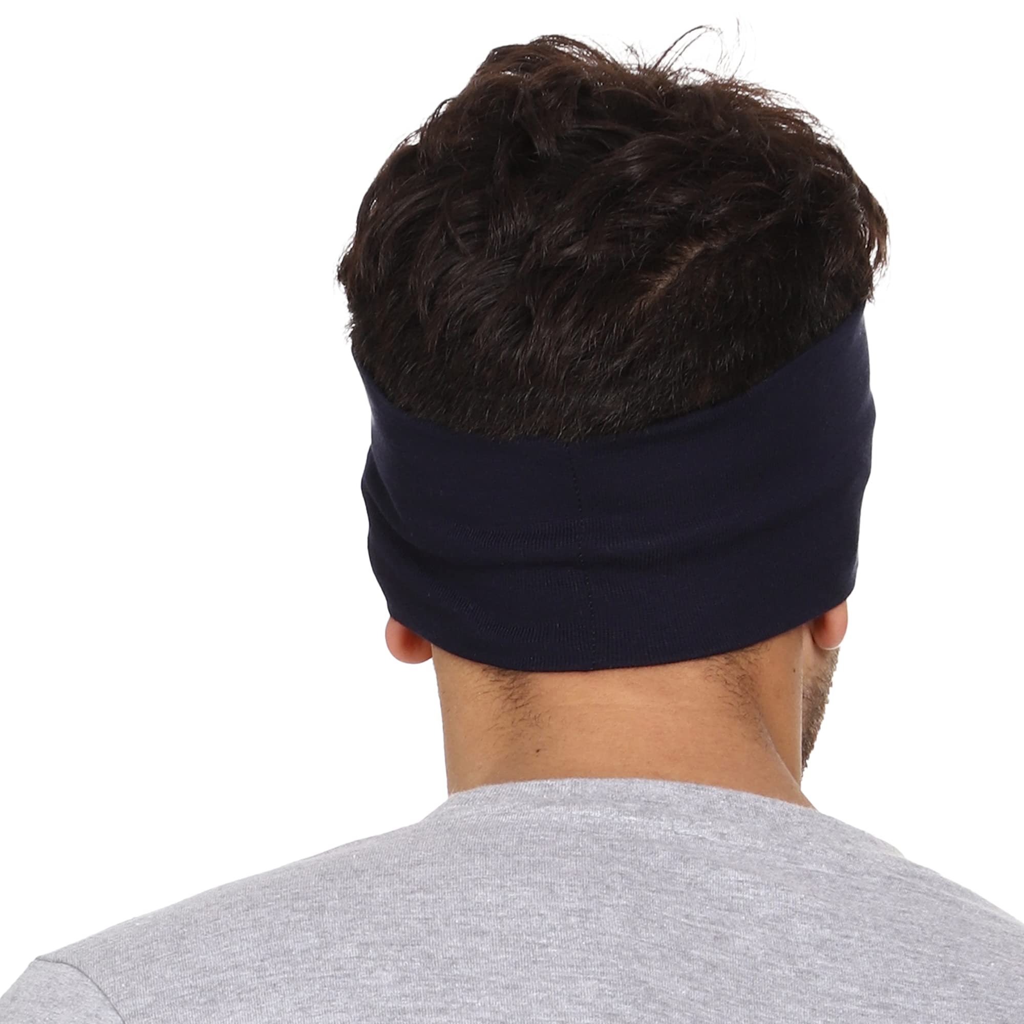 Gajraj Wide, Moisture Wicking and Non-Slip Exercise Workout Cotton Headband for Men and Women (Navy Blue)