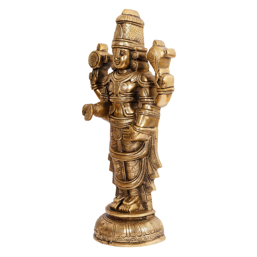 ARTVARKO Brass Lord Tirupati Blessing Balaji Table Top Wall Door Hanging Statue God Venkateswara Incarnation of Vishnu Home Decor Entrance 16.5 Inch
