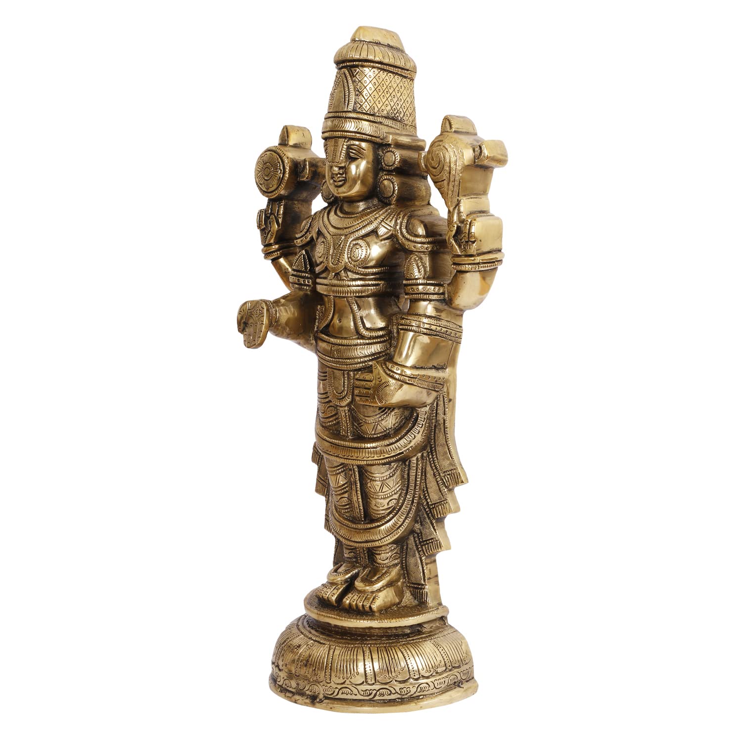 ARTVARKO Brass Lord Tirupati Blessing Balaji Table Top Wall Door Hanging Statue God Venkateswara Incarnation of Vishnu Home Decor Entrance 16.5 Inch
