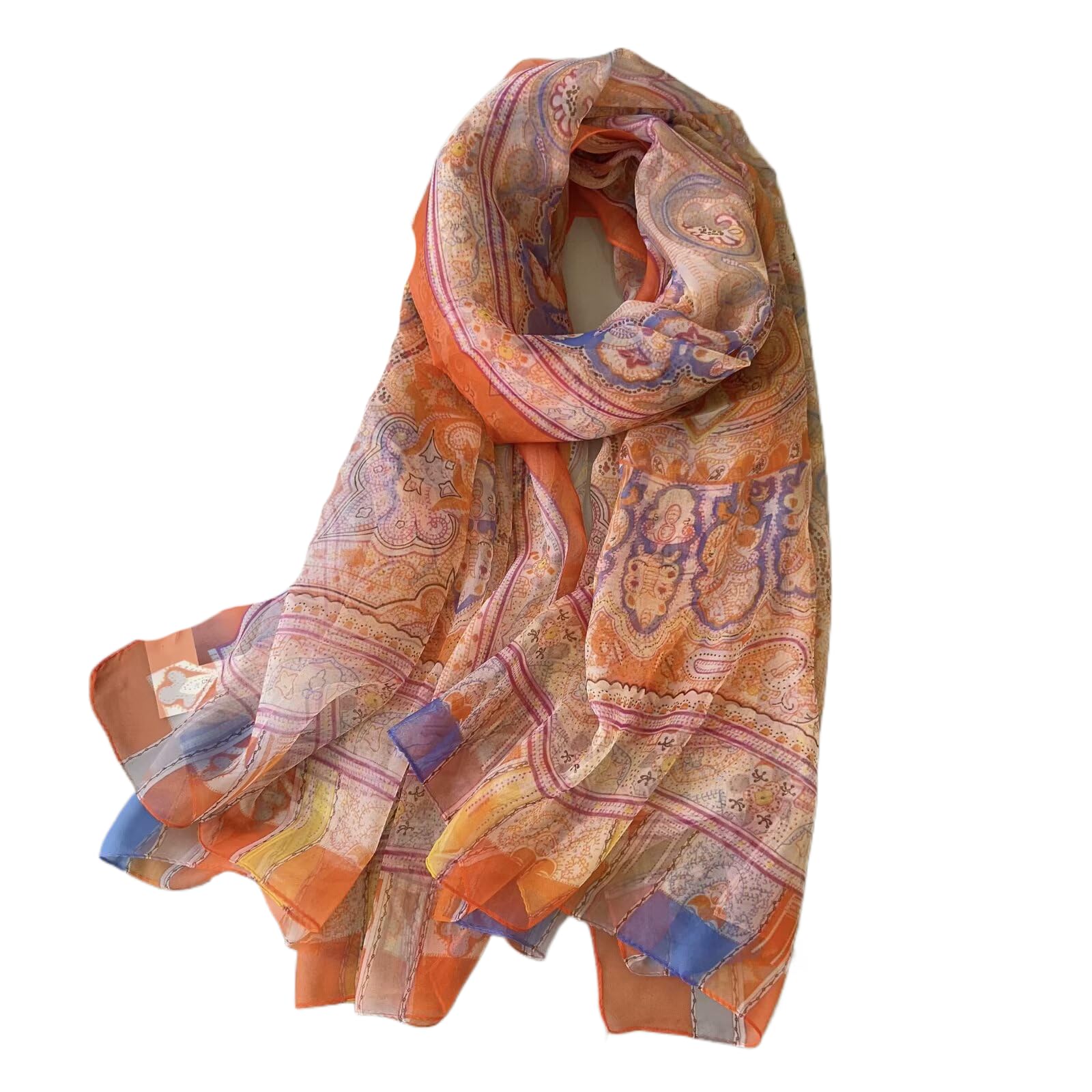 CrossKulture Scarf Stole for Women - 185 x 135 cm Chiffon Scarf with Floral Print | Lightweight Soft Stole for Girls | Satin Feel Neck Wrap | Women Accessory (Colour31)