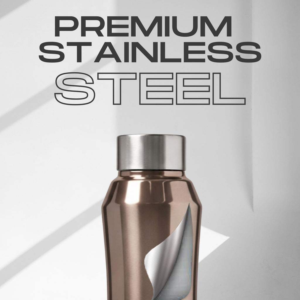 Speedex Stainless Steel Water Bottle 1 Ltr, Leak Proof Screw Cap, BIS Approved 1000 ml Metal Bottle For Daily, Office, School, Gym, Travel Use for Men, Women, Kids, Adults, Copper Gold, Set of 4