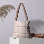 Haute Sauce White Quilted tote bag with Zip Closure for Women & Girls | Bags for women | Trendy, Cute, Fancy, Stylish, Purse, handbag, side bag for ladies | shoulder bag for women | Shopper bag