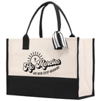 VANESSA ROSELLA Religious Cotton Canvas Tote Bag Bible Verse Totes Religious Gifts Church Tote, Natural & Black, Large