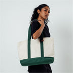 DailyObjects Ivory-Forest Green Field Tote Bag |Canvas Tote Shoulder Bag Fits upto 14 Laptop for Women and Men Work & Daily Use |Handcrafted from premium cotton canvas perfect for Work & Daily Use