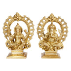 ARTVARKO Brass Ganesha Laxmi Ganesh Lakshmi Bhagwan Luxmi Idol Sitting Statue for Home Office Success Entrance Décor Diwali Pooja Good Luck Gift (7.5 Inch)