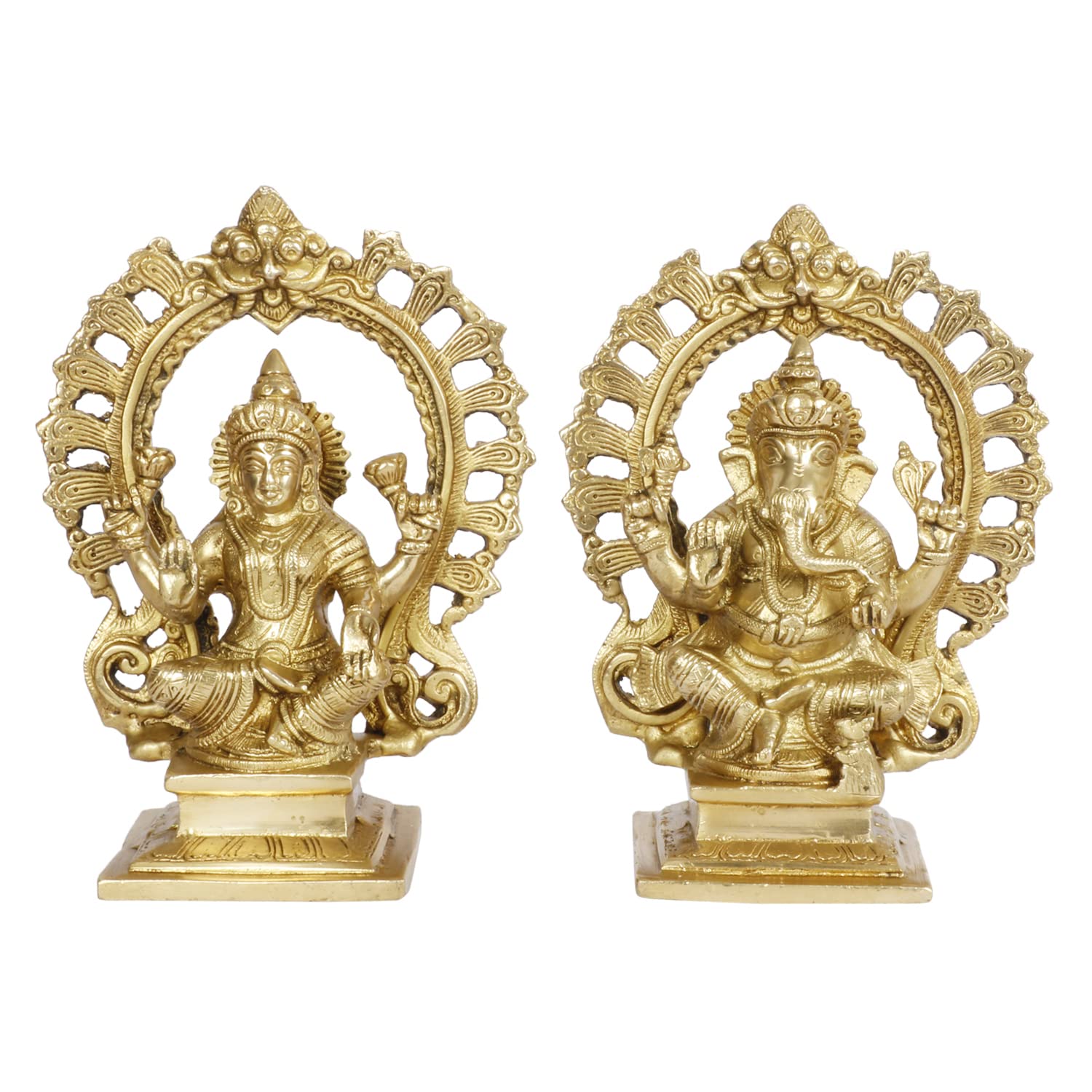 ARTVARKO Brass Ganesha Laxmi Ganesh Lakshmi Bhagwan Luxmi Idol Sitting Statue for Home Office Success Entrance Décor Diwali Pooja Good Luck Gift (7.5 Inch)