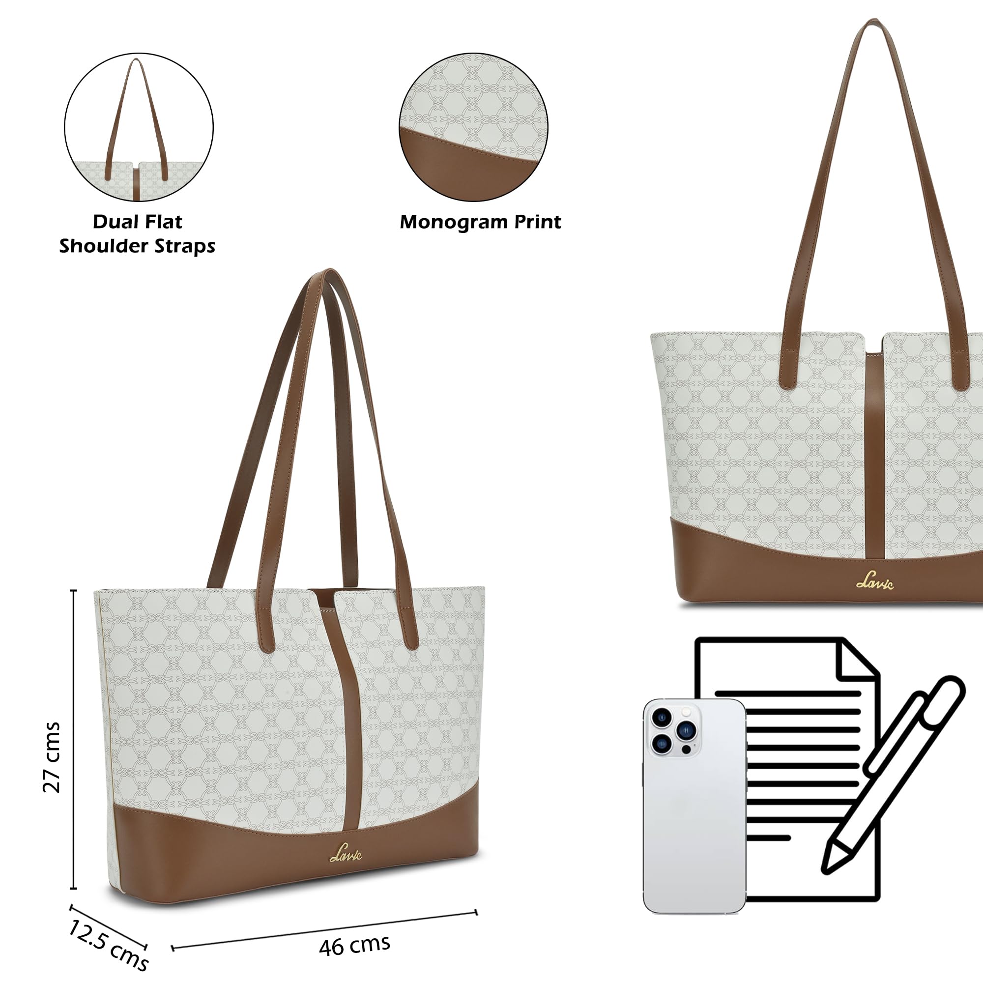 Lavie Women's Mono Freya Monogram Print Tote Bag for Women | Tote Bag for Work | Ladies purse | Stylish Shoulder Bag | Gift for Women