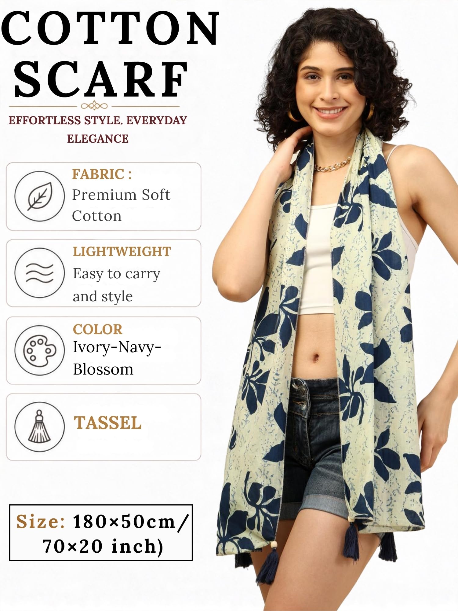 KE KANHA EXPORTS Cotton Scarf with Tassels|Bandhani Print Scarf for Women Stylish|Stole for Women|Breathable Boho Beach Summer Wrap|Multicolor Scarf|Easily Fits 180 * 50 CM