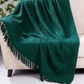 KNIT VIBES 100% Cotton Waffle Weave Sofa Throw Blanket 50x60 Inches or 125x150 cms Lightweight, Soft & Breathable Couch, Bed or Chair Throw Blanket for Living or Bedroom, Bottle Green Kafalo