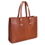 RICHSIGN LEATHER ACCESSORIES Full-Grain Natural Cro Leather Ladies Handbags & Sling Shoulder Tote Bags For Women Laptop Big Size Branded Stylish..Size- L-16 X H-12.5 x W- 5.5 Inches (BROWN)