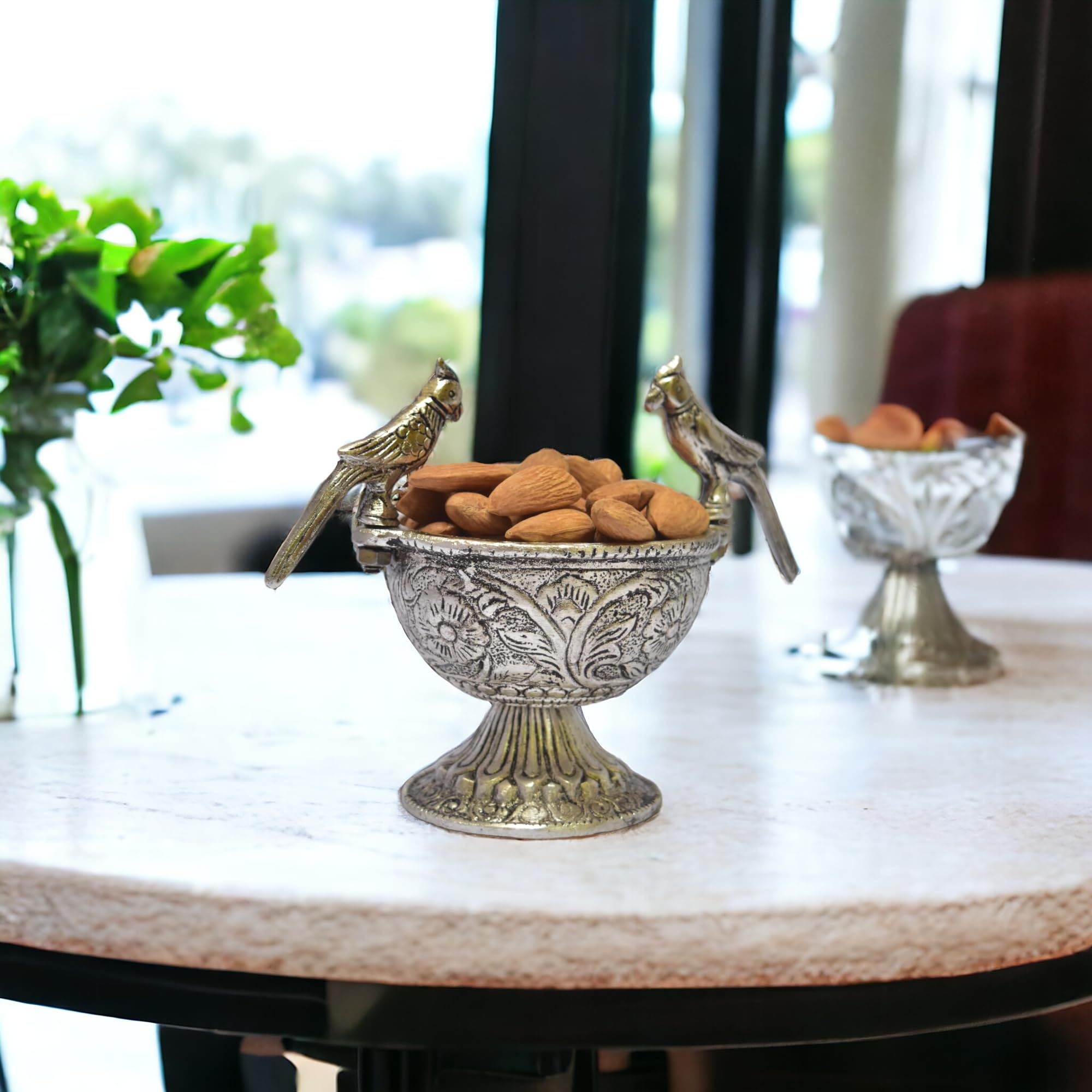 KridayKraft Aluminium Mukhwas Box Dryfruit Bowl (Silver)