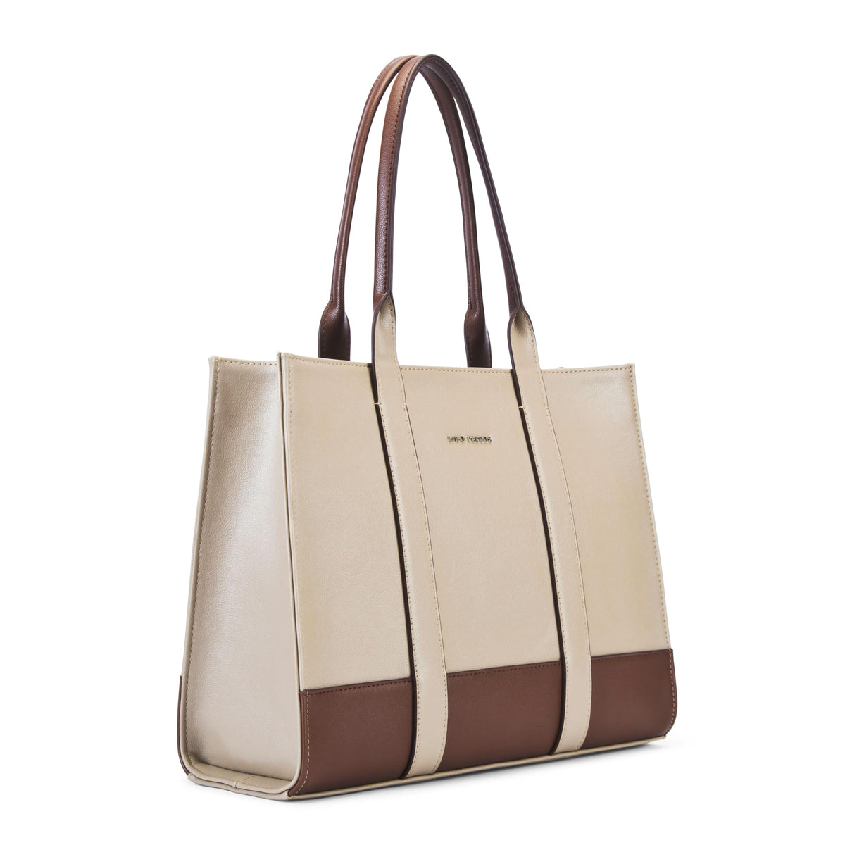 Lino Perros Voyage Tan Color-blocked Commuter Tote bag