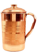 AHYRA Pure Copper Water Jug Pitcher for Drinking & Storage – Ayurvedic Health Benefits, Smooth Finish, Durable Handle Design, Natural Alkaline Water Storage (2L)