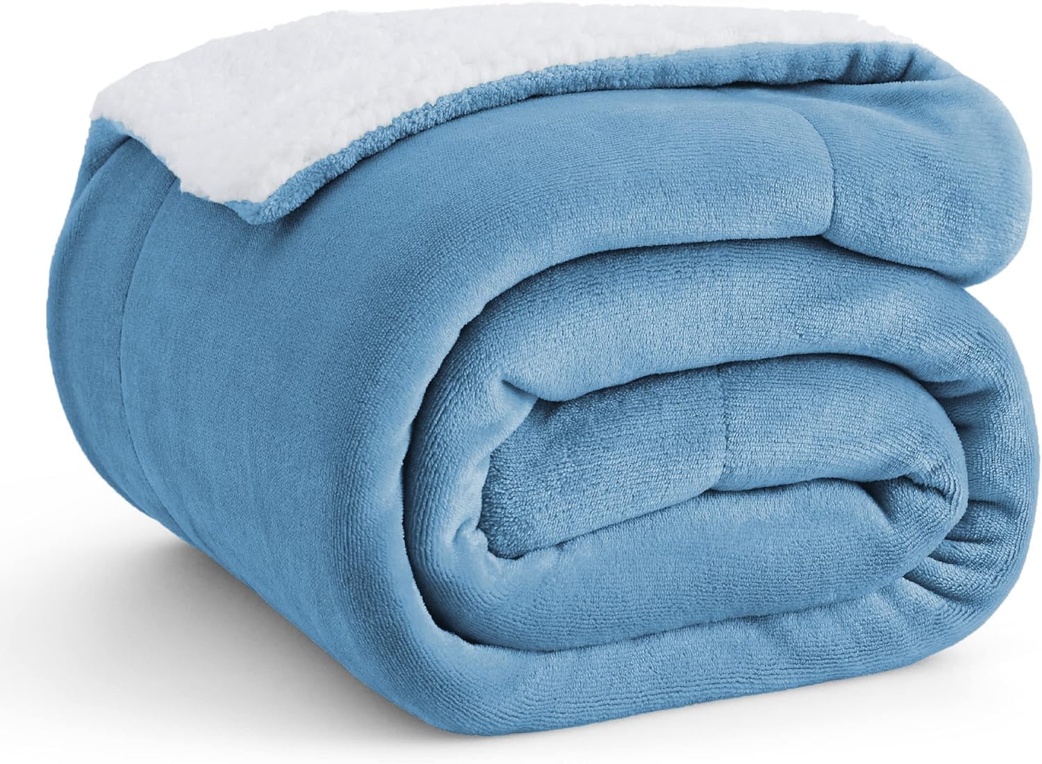 Goyal's Ultra Soft Flannel Sherpa Blanket for AC Room, Mild & Heavy Winter Use | Single Bed Reversible Plush 500GSM Blanket 55 x 90 Inches | Thick Warm Cozy Dual Layer Microfibre Throw - Ice Blue Kafalo