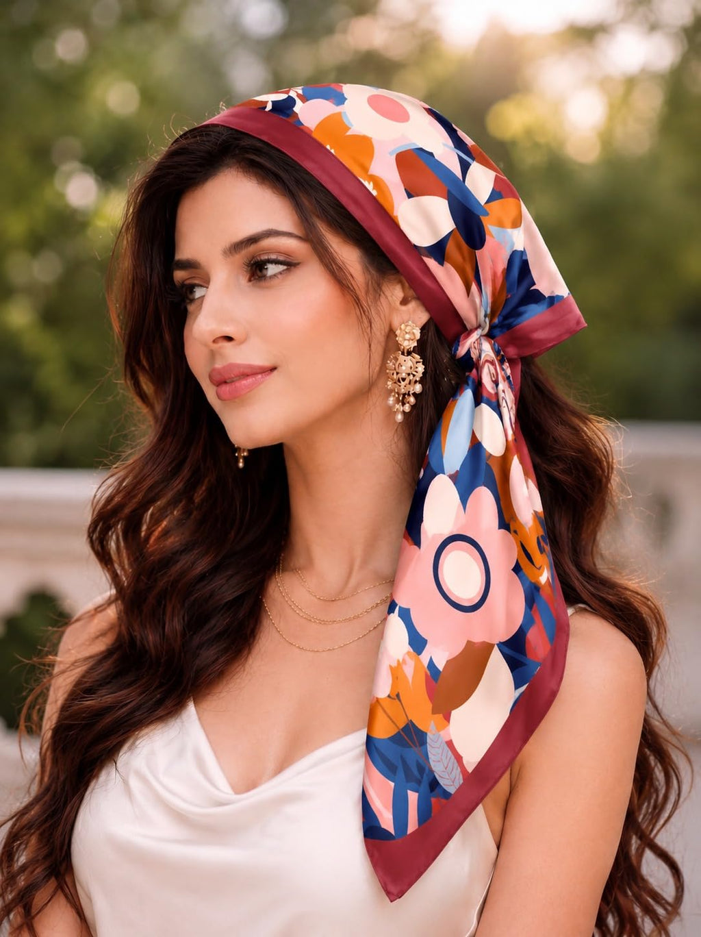 Wirkqeez Silk Head Scarf for Women – Luxury Satin Silk Hair Scarf, Soft Bandana Wrap for Sleeping, Hair Protection & Styling (Multicolor_02)