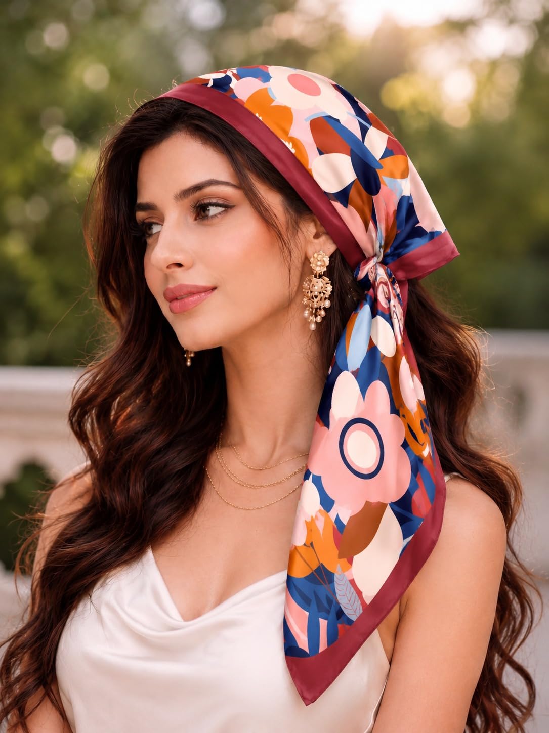 Wirkqeez Silk Head Scarf for Women – Luxury Satin Silk Hair Scarf, Soft Bandana Wrap for Sleeping, Hair Protection & Styling (Multicolor_02)