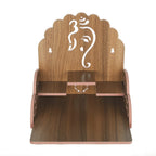 Om Shree Fully Handmade Beautiful Wooden Home and Office Temple/Pooja Mandir(28 x 28 x 26 cm) (Brown 2)
