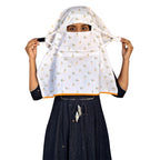 Switchon Pure Cotton Innovative scarf Hijab for Women with closer 3 inch Hook and Loop Tape for size adjustment for 12 yrs and above (White_Multi)