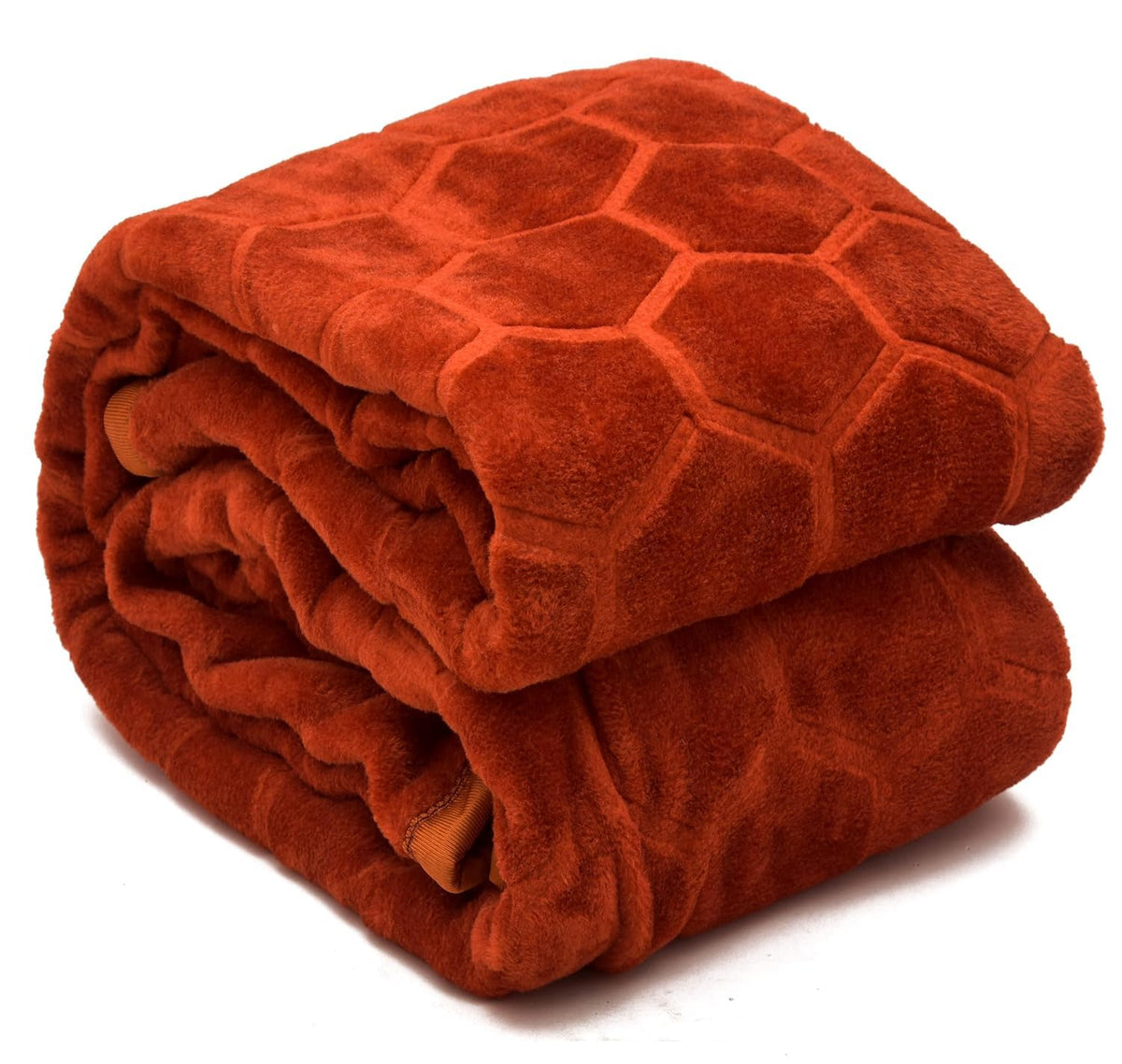 HEMAKAS CLOTHINGS Mink Floral Embossed Super Soft AC Bed Velvet for Winter Blanket (Rust, Double) Kafalo