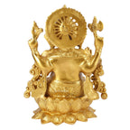 ARTVARKO Brass Ganesha Idol Sitting On Lotus Bhagwan Mangalkari Ganesh Statue Ganpati Murti for Home Entrance Decor Diwali Gift Height 12 Inches