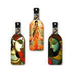Artvibes Abstract Art Beautiful Woman Decor Bottle shaped Wooden Wall Hanging | Living Room | Wall Art Paintings | Wall Poster | Graphic Art | Artworks Hangings | Ideal Gifts (WH_9503N), Set of 3