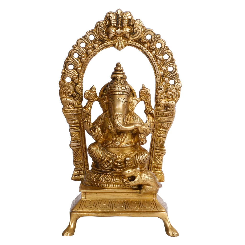 ARTVARKO Brass Ganesha Bhagwan Idol Ganesha Statue Ganpati Murti for Puja Home Entrance Decor Gift Height 8 Inch